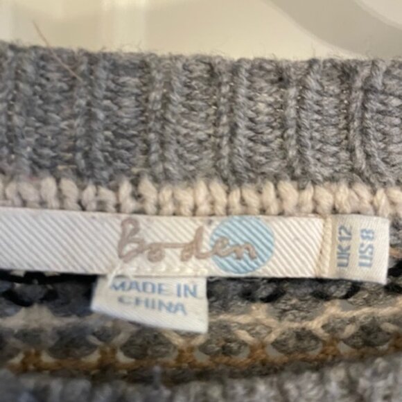 Boden Gray Striped Crewneck Sweater, Size 8 - Picture 3 of 5